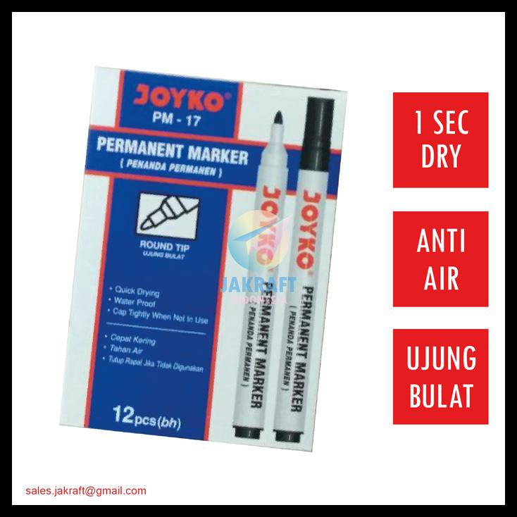 Jual GRATIS Spidol Permanent Marker Hitam JOYKO PM 17 Anti Air