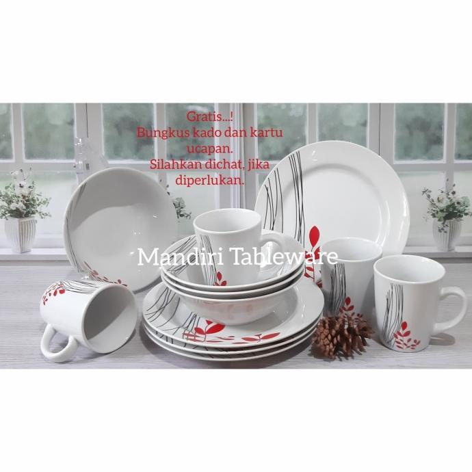 Jual Piring Set Keramik Dinner Set Motif Ella Isi Pcs Shopee