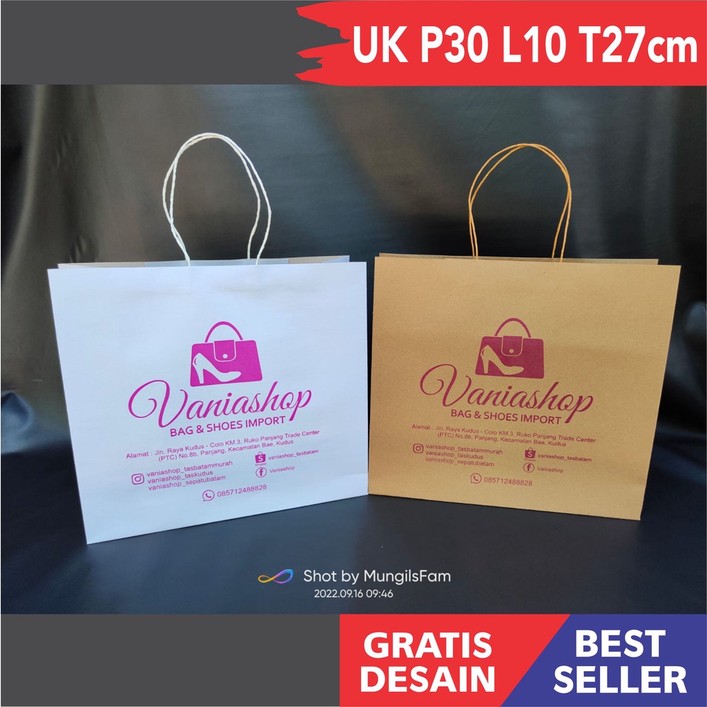 Jual Tas Kertas Custom Kraft Putih Dengan Sablon Free Desain Uk