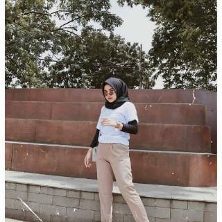 Jual Ready Stok Baggy Pants Latte Nude Beige Ivory Maroon Dusty Moss