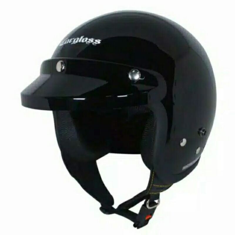 Jual Helm Cargloss CFM Retro Original Hitam Glossy Paket Kaca Datar Dan