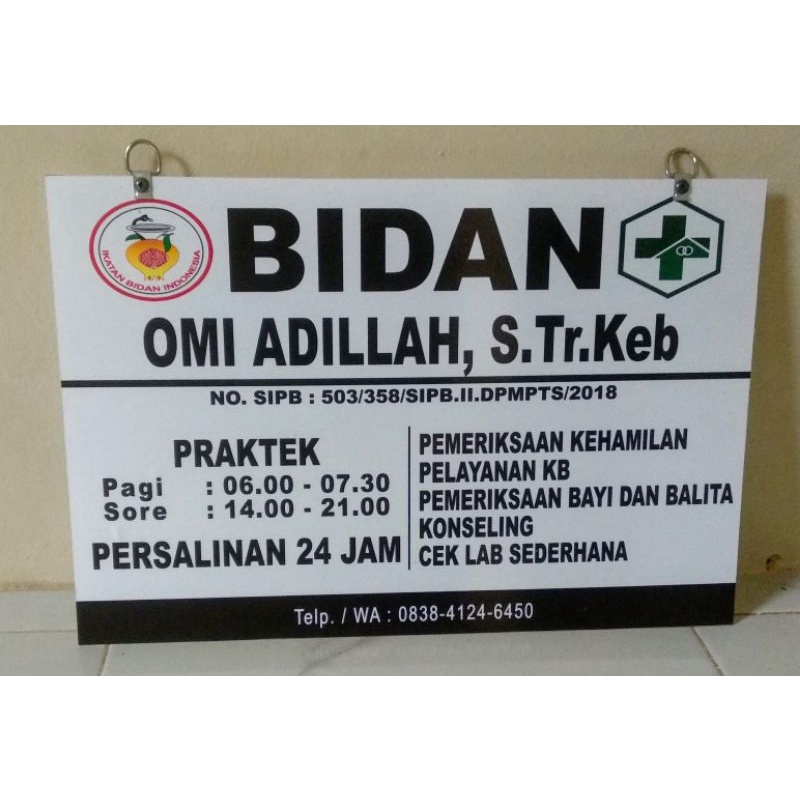 Jual Plang Akrilik 60x90 Papan Praktek Bidan Dokter Apotek Perawat