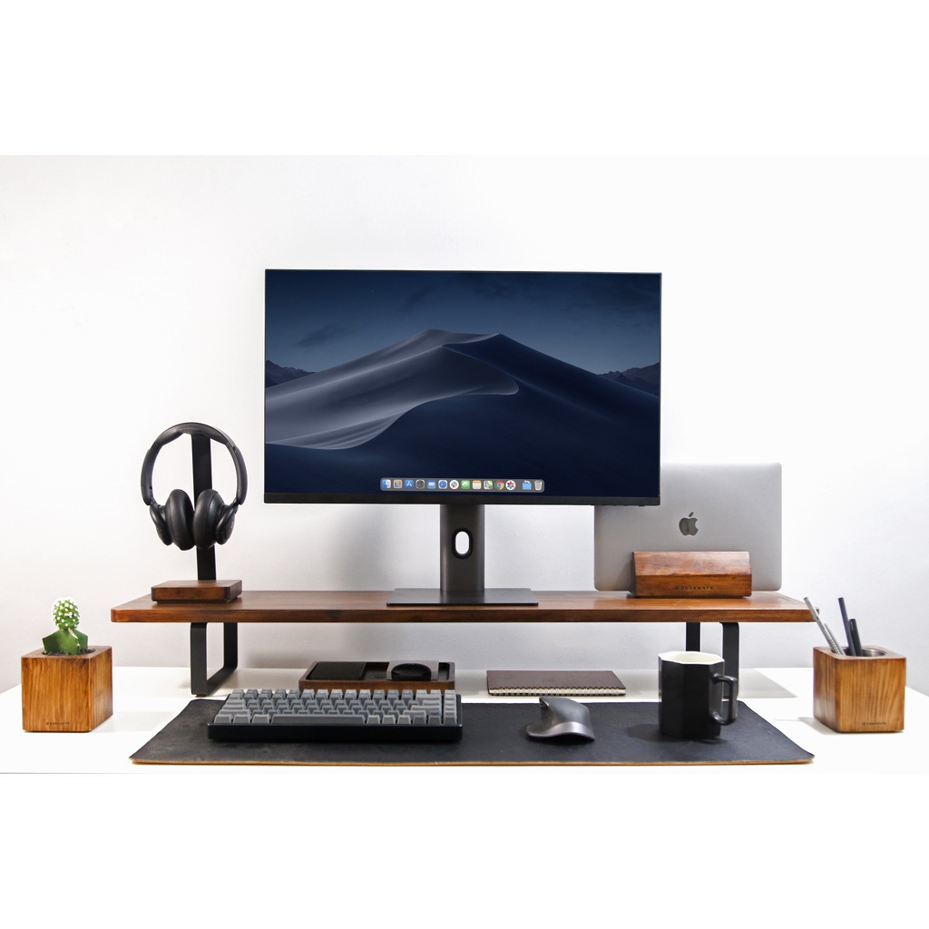 Jual Deskmate Wood Desk Shelf Dual Monitor Stand Meja Monitor Kayu