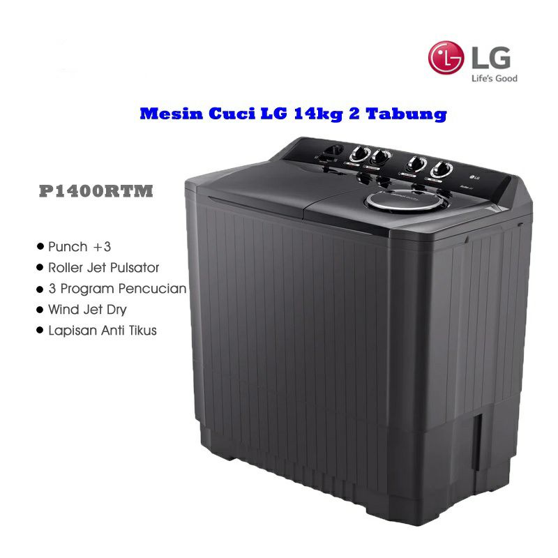 Jual Mesin Cuci LG 2 Tabung 14kg Twin Tub 14kg P1400RTM Shopee Indonesia