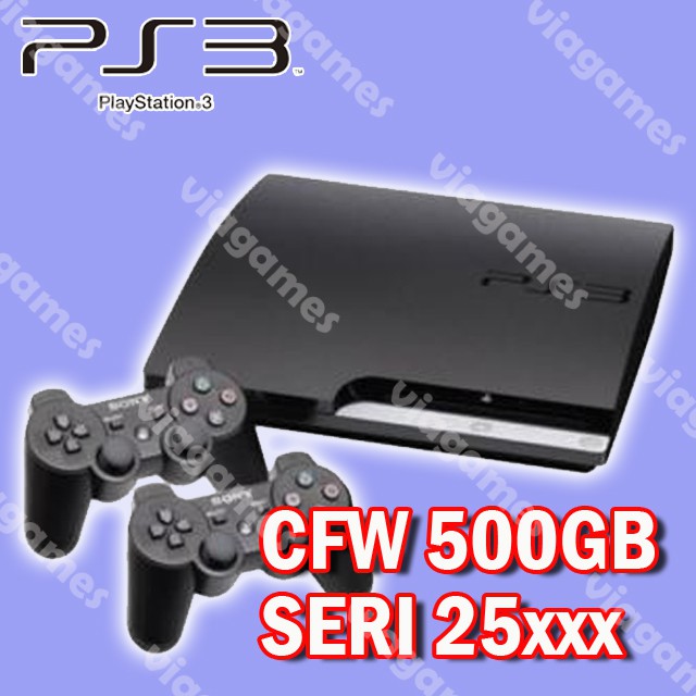 Jual PS3 Slim 500GB Custom Firmware Full Games 2 Wireless Controller