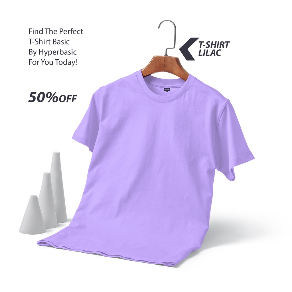 Jual Baju Kaos Polos Wanita Tangan Pendek Warna Ungu Muda Lilac Cotton