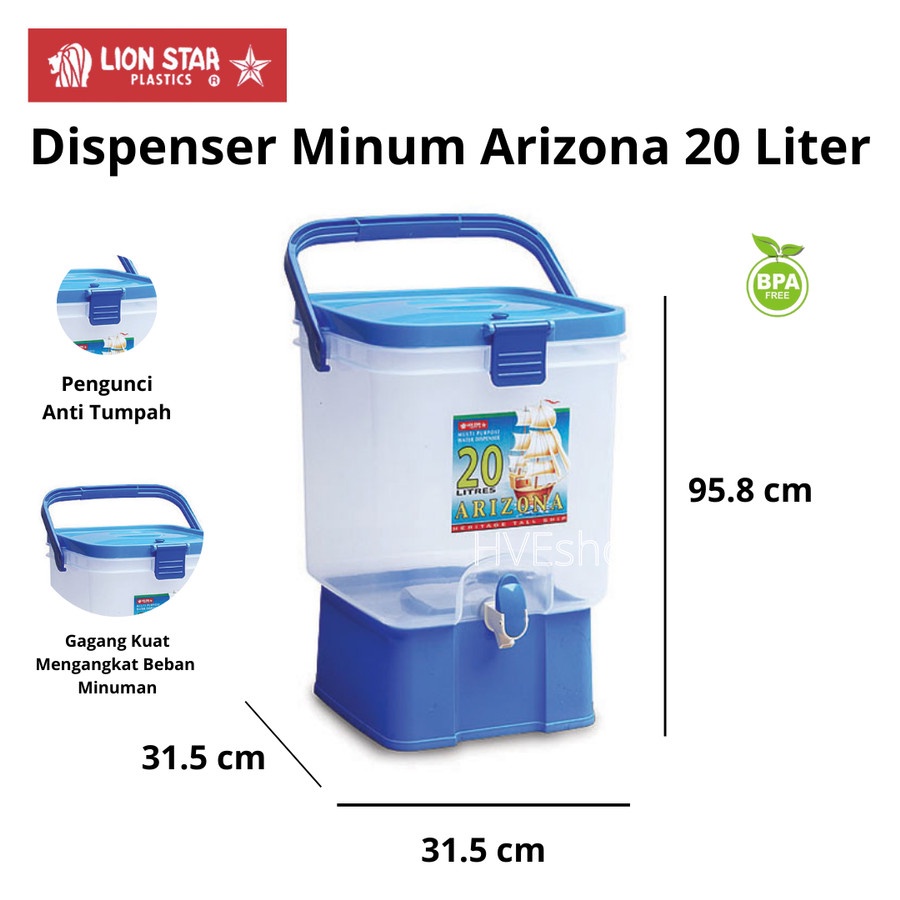 Jual D 26 ARIZONA DRINK JAR 20 LITER LIONSTAR WATER DISPENSER TEMPAT