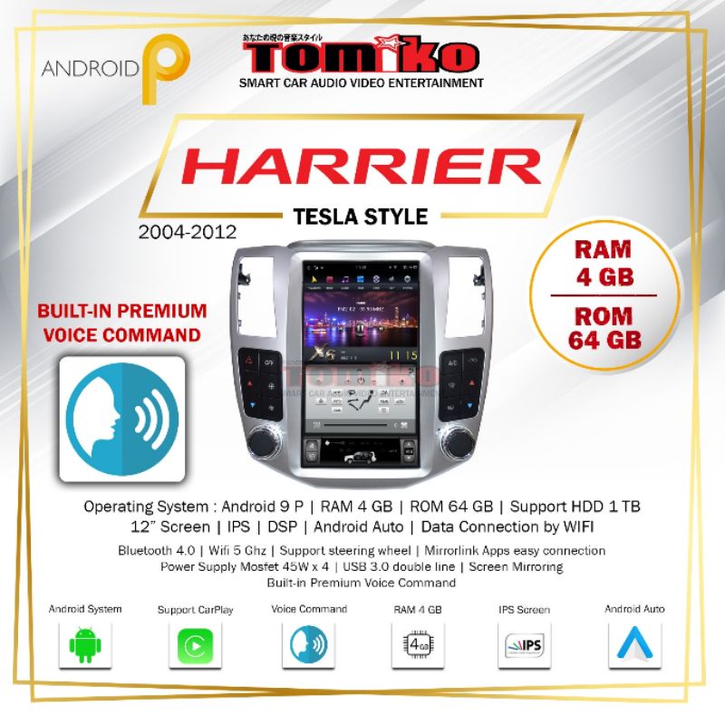 Jual Head Unit Android Tomiko Oem For Toyota Harrier Tesla Style Double