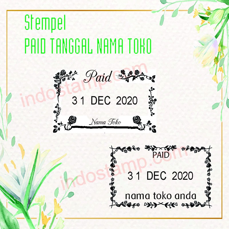 Jual Stempel Lunas Tanggal Paid Stamp Nama Toko Kantor Perusahaan