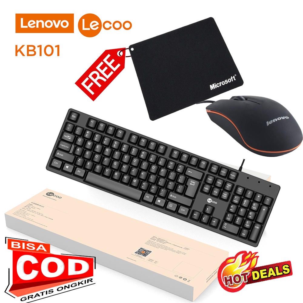 Jual Sale Lenovo Lecoo Combo Keyboard Mouse Wired Mousepad Mouse