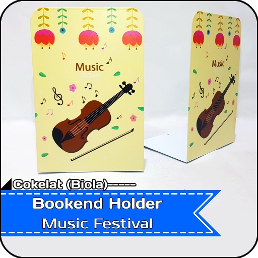 Jual Pembatas Buku Besi Bookend Holder Book Stand Music Festival