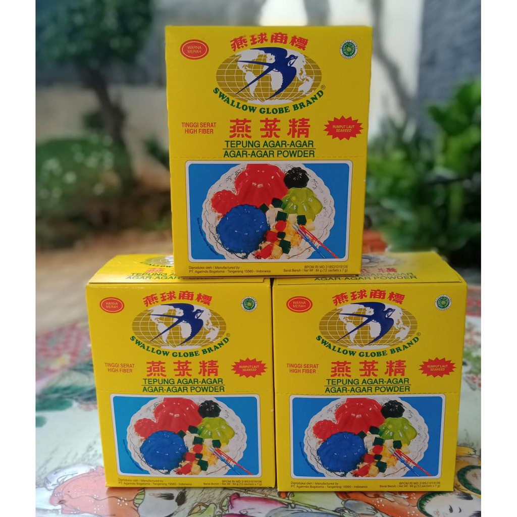 Jual Agar Agar Swallow Globe Merah 1 Box Isi 12 Sachet Shopee Indonesia