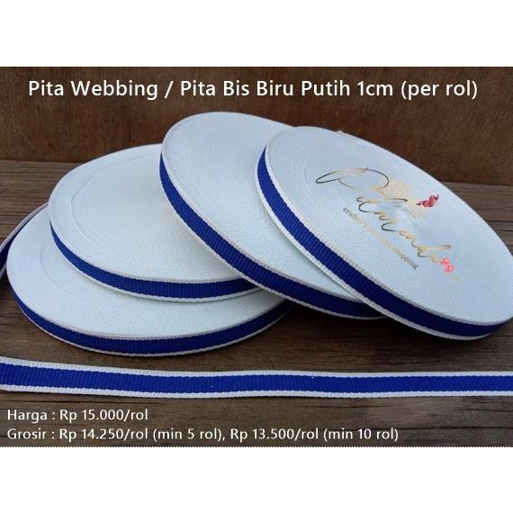 Jual Gpita Pita Webbing Pita Bis Biru Putih Cm Per Rol