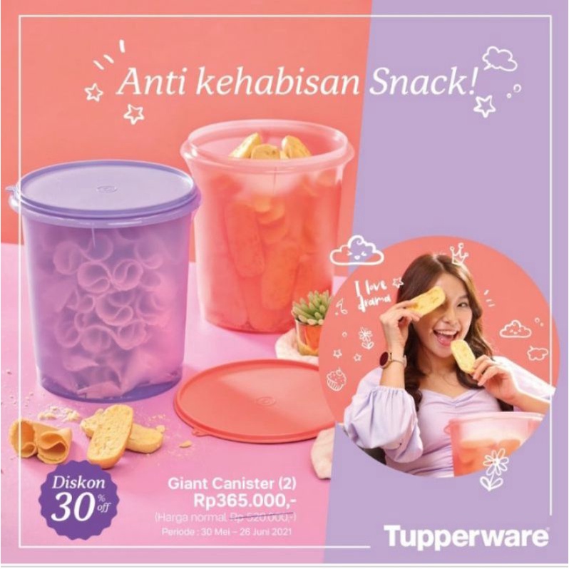 Jual Tupperware Giant Canister 2 Toples Isi 2 Ukuran 8 4 Liter