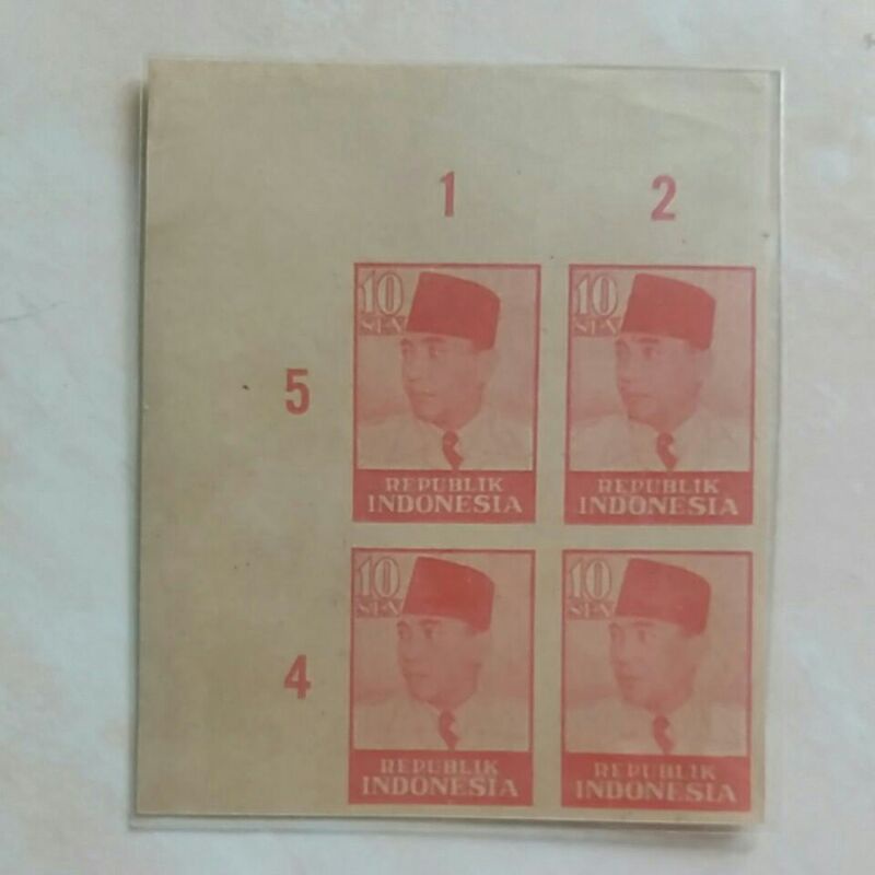 Jual AB Perangko Soekarno Seri Revolusi 1947 1948 Blok 4 Unissued C