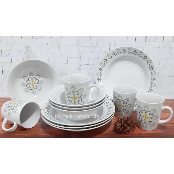 Jual Piring Set Keramik Dinner Set Motif Cadik Isi 12 Pcs