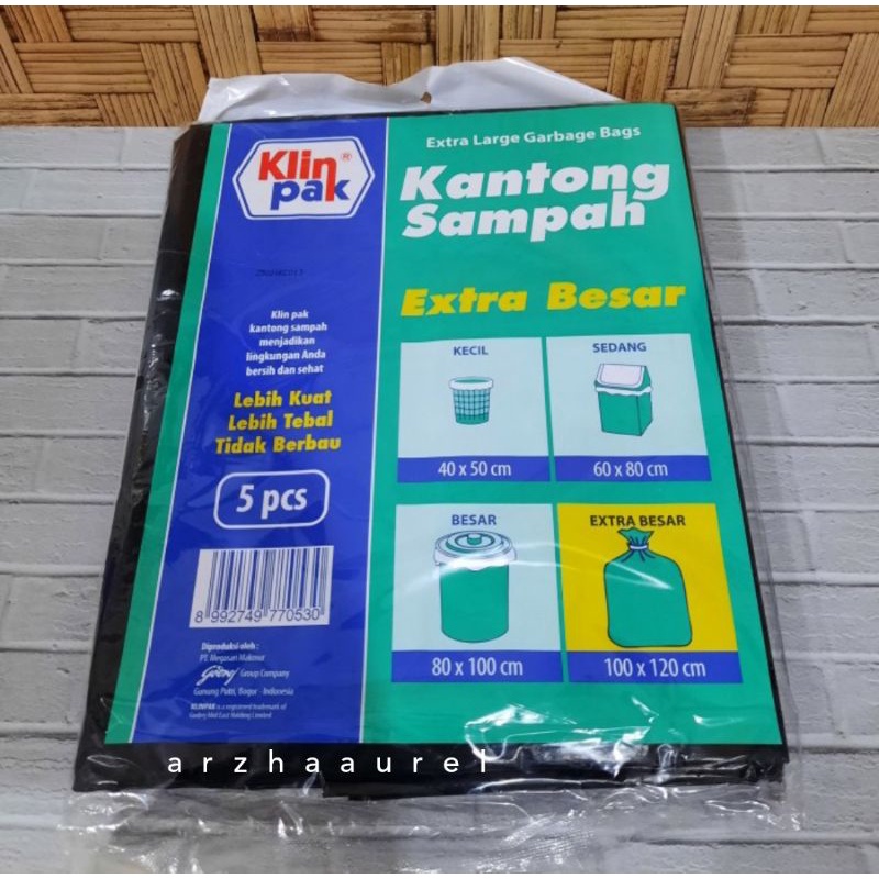 Jual Klinpak Plastik Kantong Sampah Ukuran Extra Besar 100x120cm