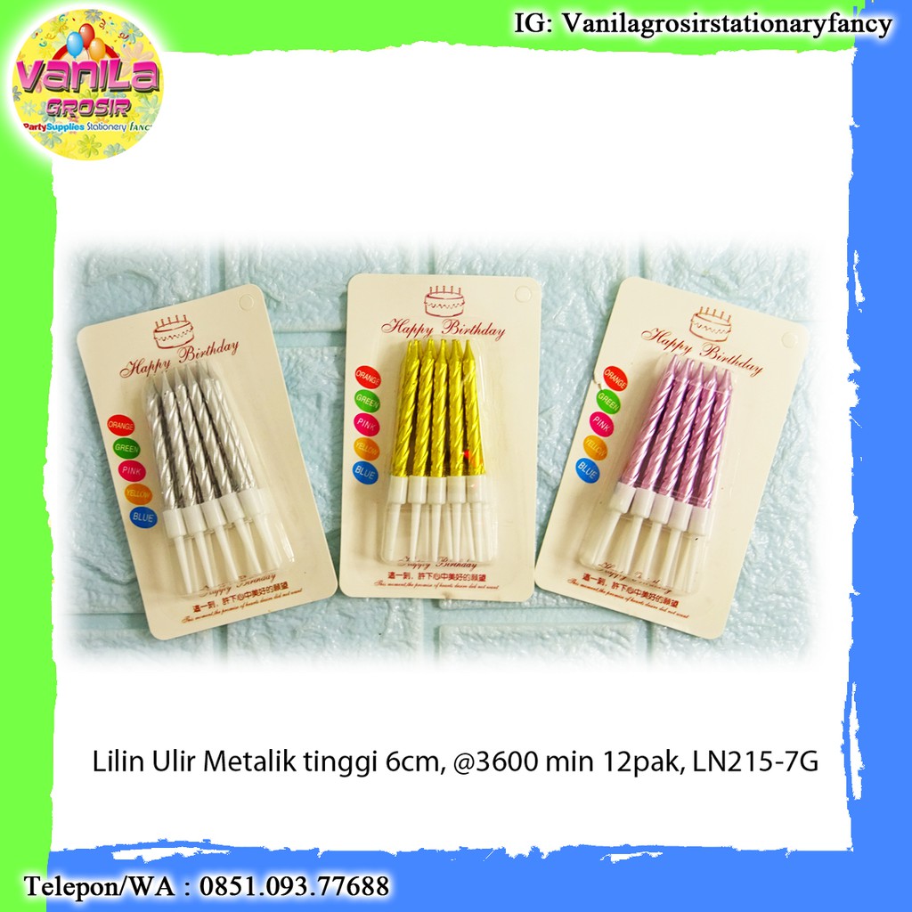 Jual LILIN ULIR METALIK TINGGI 6CM Lilin Ulir Spiral Warna Lilin