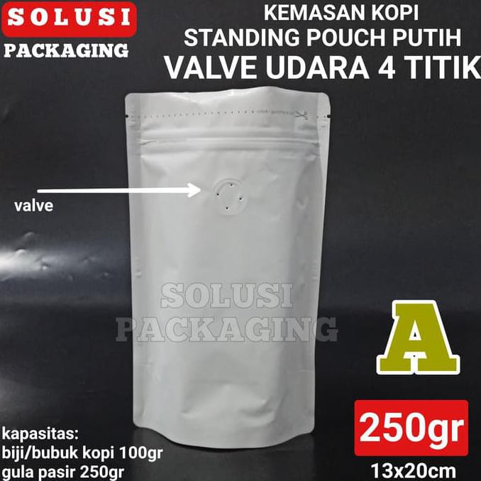 Jual Standing Pouch Putih Doff Z Valve Kemasan Kopi Gr Kpack