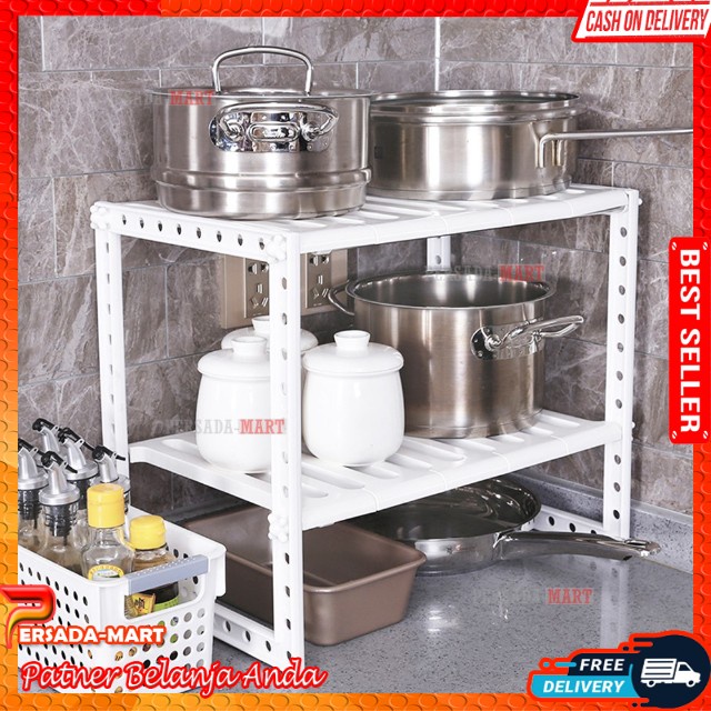 Jual Rak Dapur Tingkat Bawah Wastafel Kitchen Rack Tempat Bumbu Panci