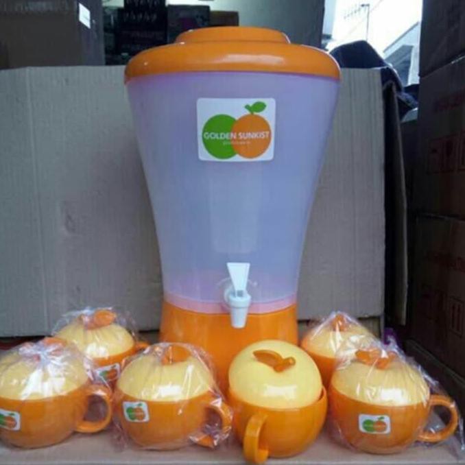 Jual Gelas Dispenser Air Minum Golden Sunkist Drink Jar Water