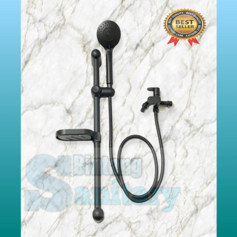 Jual Shower Tiang Stainless Hitam Set Tiang Shower Hitam Bulat Kran