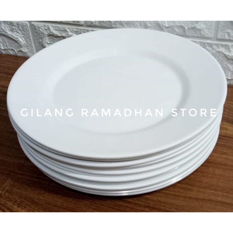 Jual Piring Makan Melamin Ceper Polos Ukuran Inch Putih Shopee