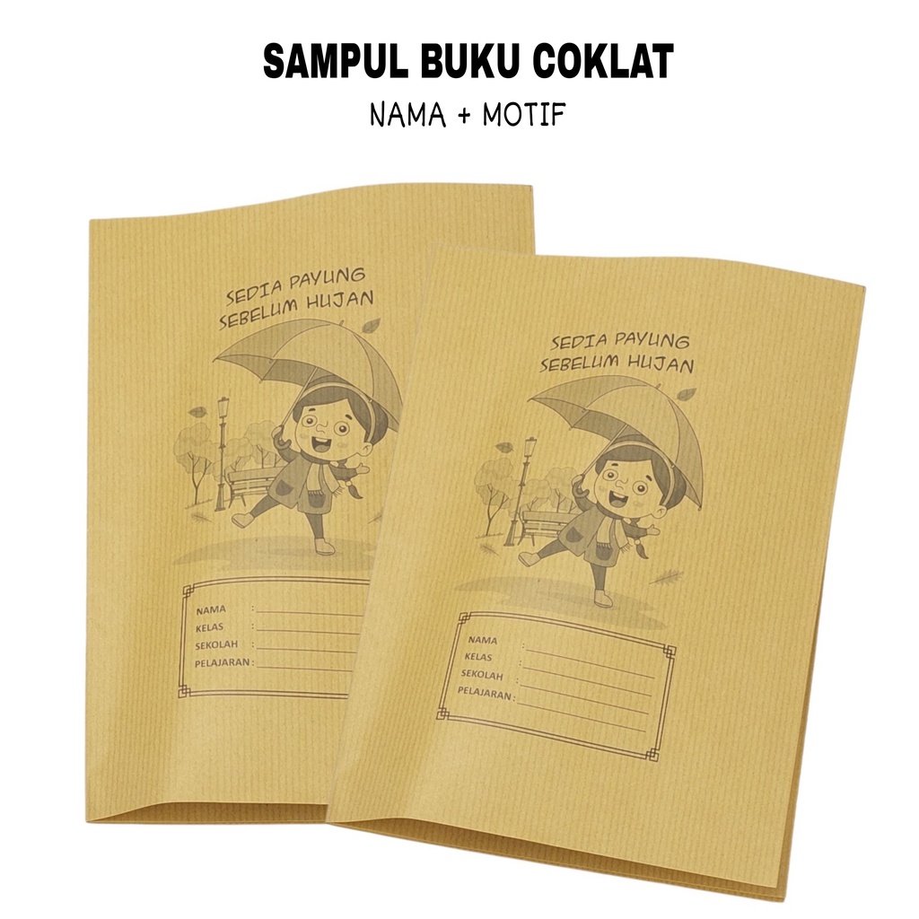 Jual 25 Pcs Sampul Buku Tulis Coklat Nama Motif Ukuran Kwarto