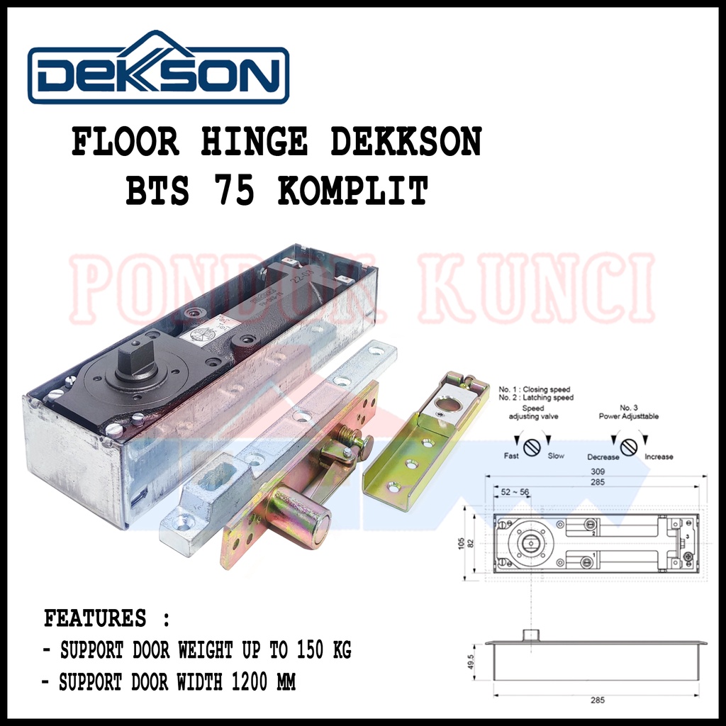 Jual Floor Hinge Dekkson Bts Komplit Engsel Tanam Floor Spring Pintu