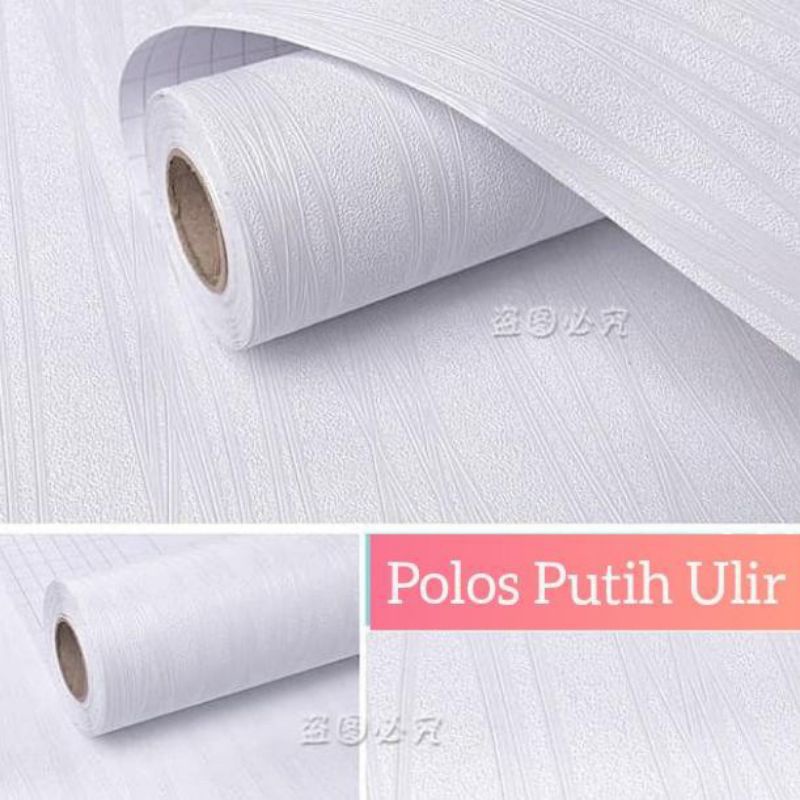 Jual Wallpaper Sticker Dinding Putih Salur Minimalis Elegant Cream