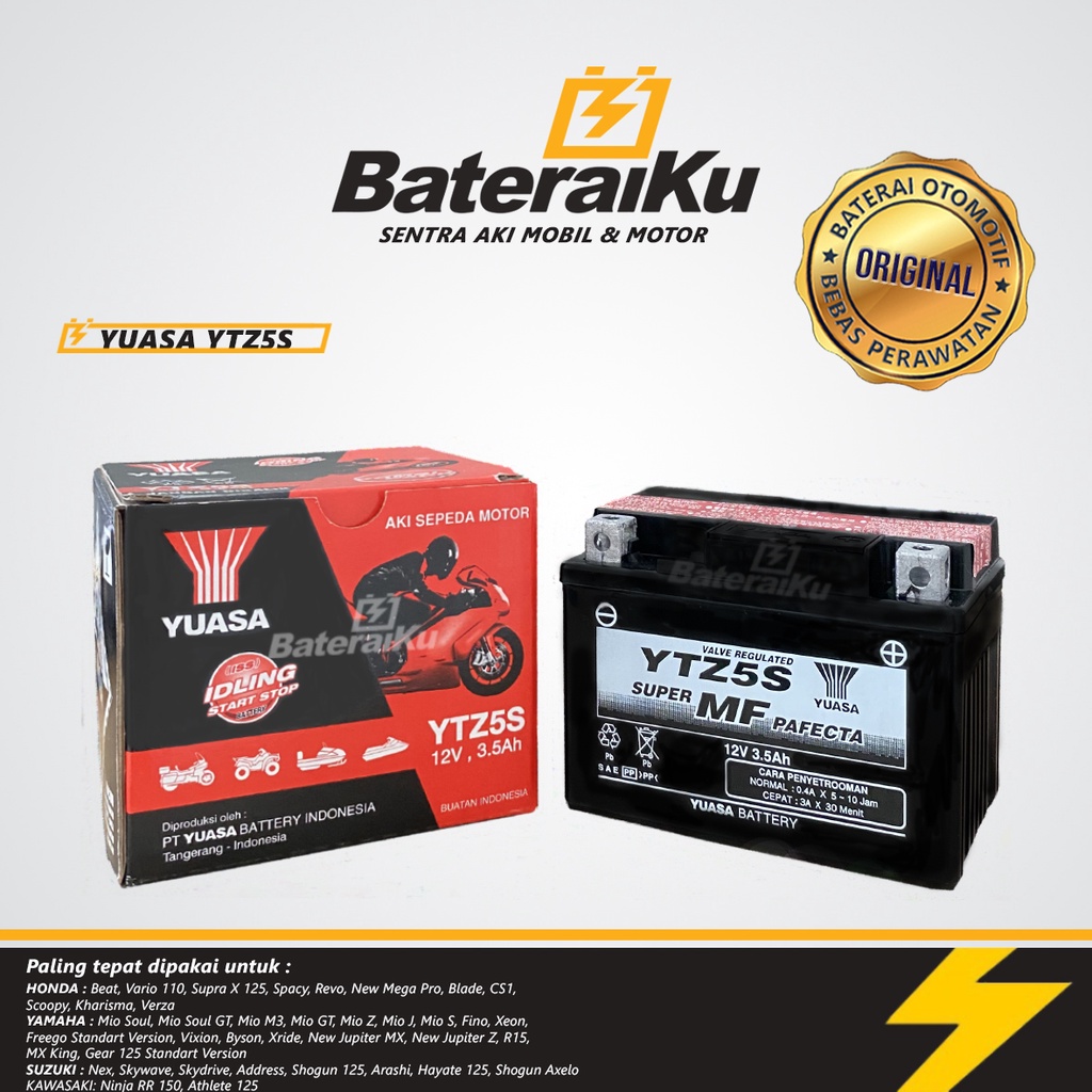 Jual Aki Motor Yuasa Ytz S Aki Kering Aki Motor Scoopy Mio Beat