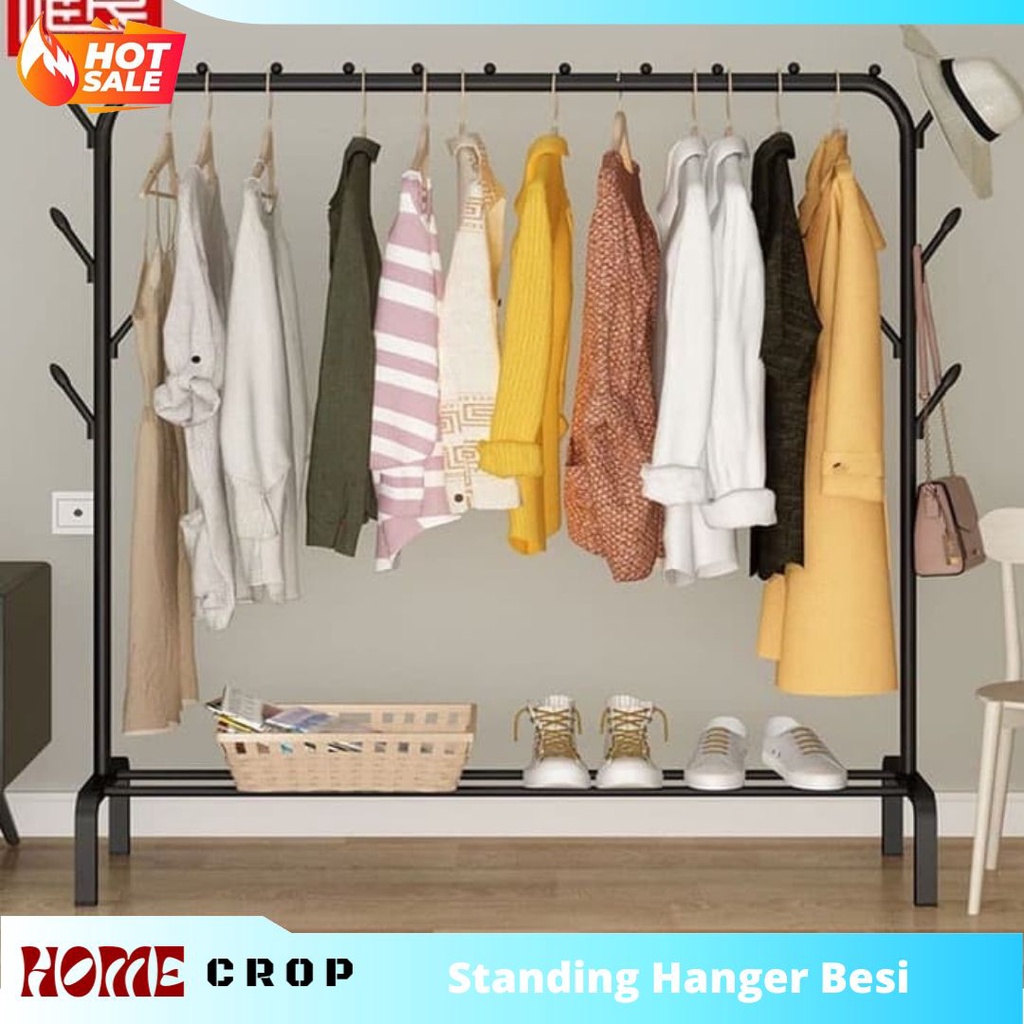 Jual Standing Hanger Rak Tiang Tempat Gantungan Baju Gawang Besi