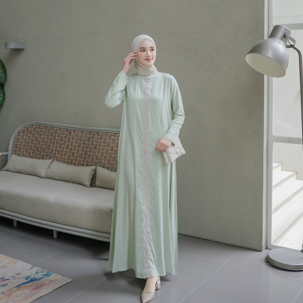 Jual Le Khari Vikka Dress Gamis Polos Bahan Rayon Twill Gamis Homedress