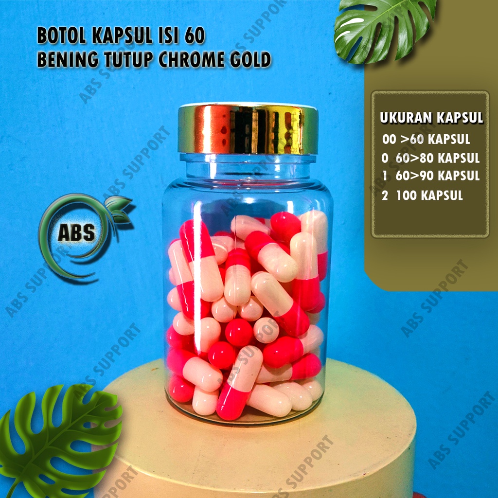 Jual Botol Kapsul Isi Bening Tutup Gold Botol Obat Kapsul Ml