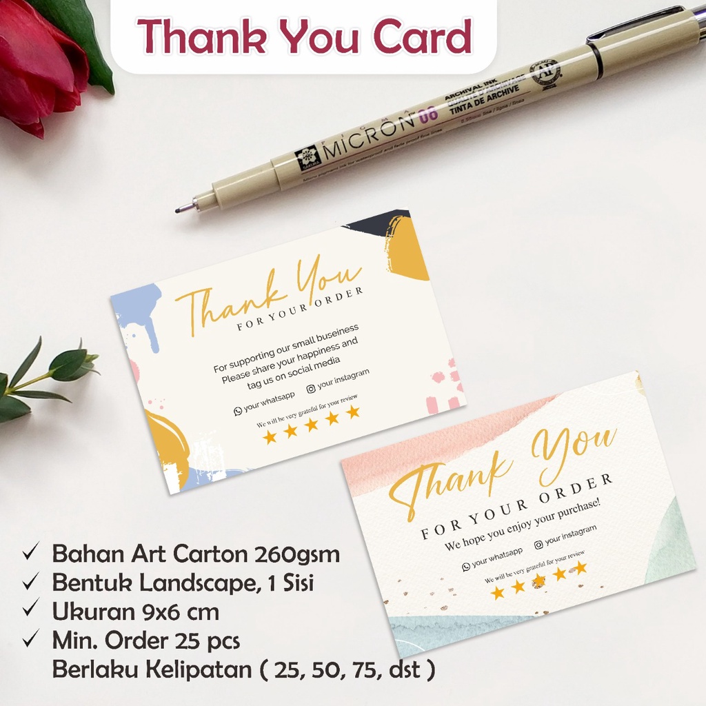 Jual Kartu Ucapan Terimakasih Thank You Card Olshop Thanks Card