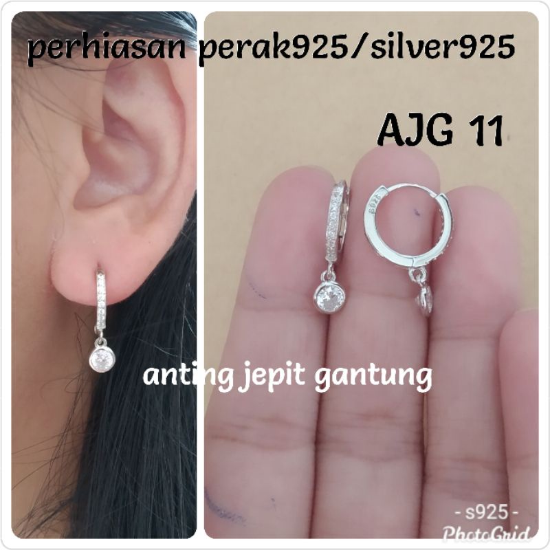 Jual Model Anting Jepit Gantung Mata Mata Perak Asli Lapis Mas