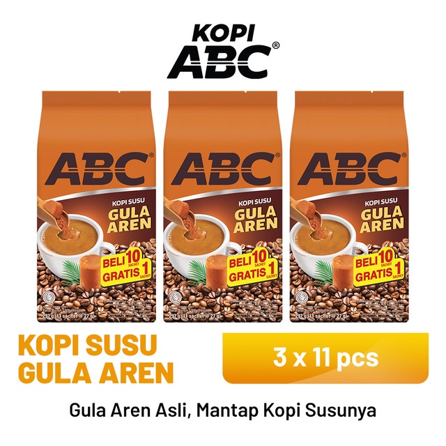 Jual ABC Kopi Susu Gula Aren 3 Pack 11 X 27 Gr Shopee Indonesia