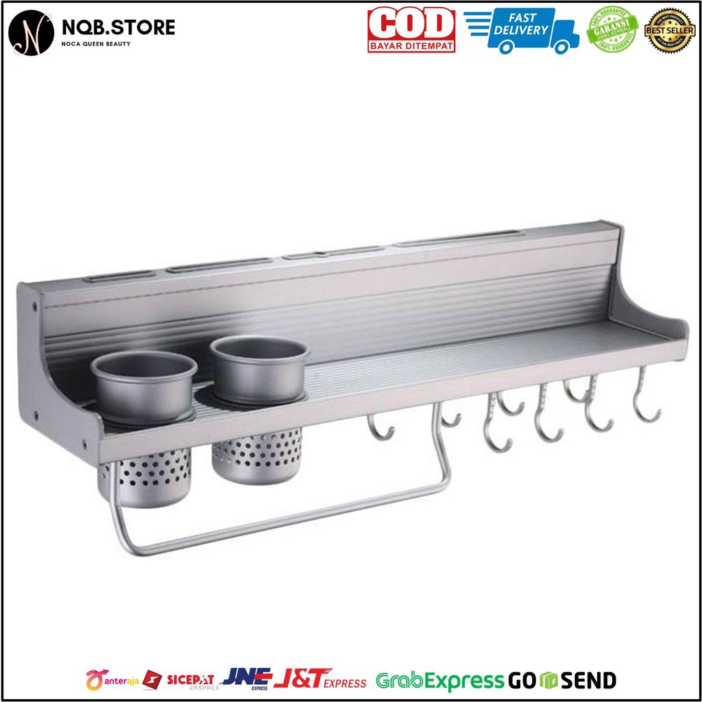 Jual Rak Dinding Dapur Kitchen Rack Bumbu Gantung Aluminium Anti Karat