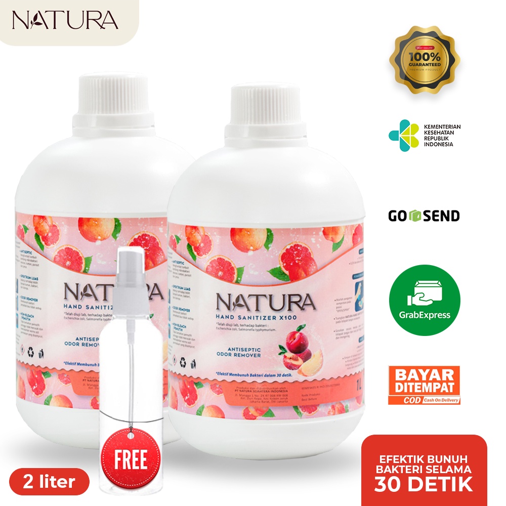 Jual Natura Hand Sanitizer X Cair Liter Twinpack Peach Antiseptik