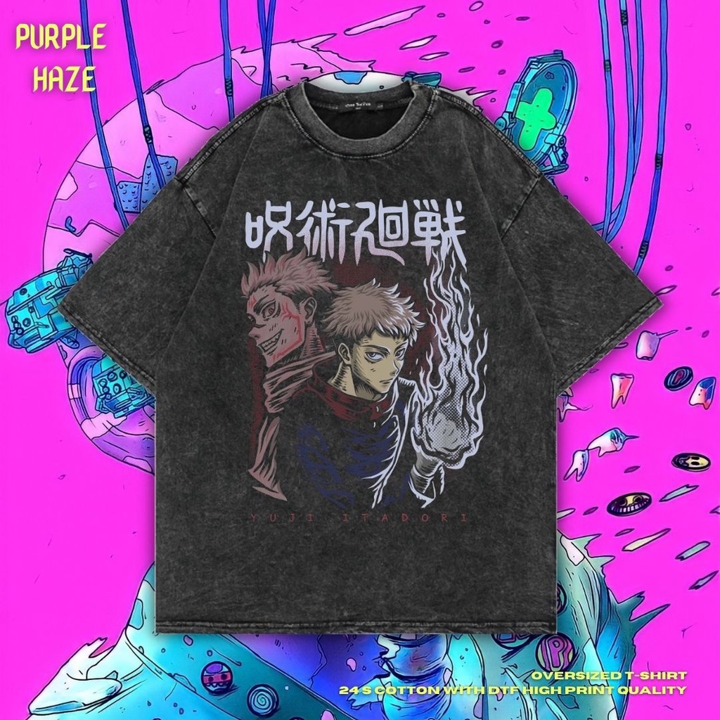 Jual Purple Haze Itadori Yuji Oversized T Shirt Stone Wash Kaos