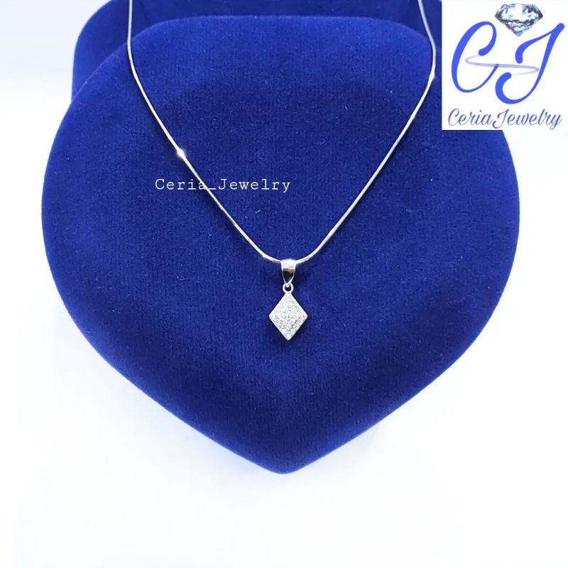 Jual Kalung Perak Wanita Silver Asli 925 Lapis Emas Putih Model Liontin