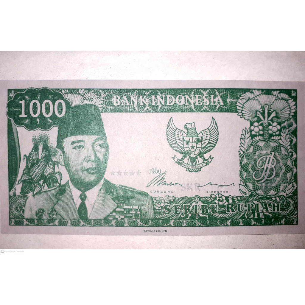 Jual Uang Kuno Soekarno 1000 Tahun 1960 Menggulung Diatas Tangan Uang 1