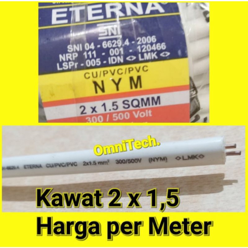 Jual Kabel Listrik NYM 2 X 1 5 Putih 2x1 5 Ecer Meteran Eterna Kawat