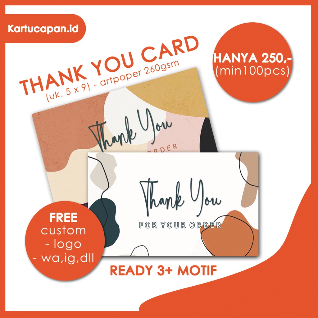 Jual Thanks Card Thank You Card Kartu Ucapan Terimakasih Kartu