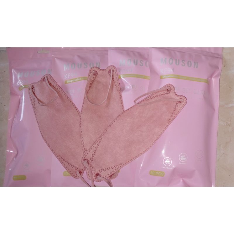 Jual MASKER KF94 NUDE PINK ORI MERK MOUSON 3D 4PLY PROMO MURAH