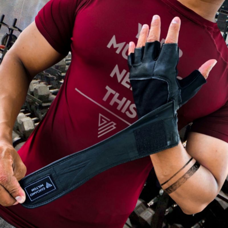 Jual Sarung Tangan Kulit Alat Bantu Angkat Beban Glove Gym