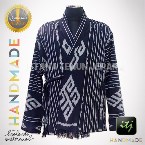 Jual Blazer Etnik Pria Kimono Pria Tenun Ikat Troso Handmade Hitam