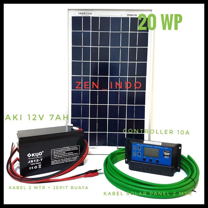 Jual Paket Hemat Solar Panel Surya Wp Solar Controller A Aki V