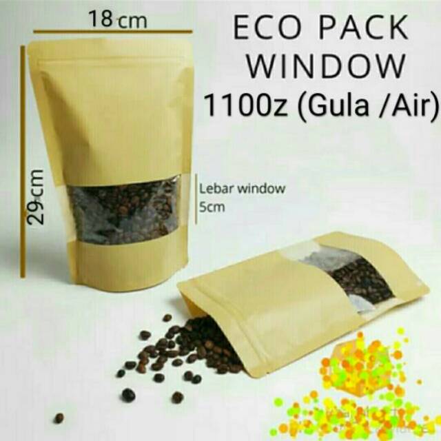 Jual Standing Pouch Window Ecopack 1100z 18x29 Kemasan Ecopack Litho