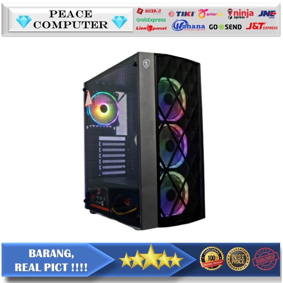 Jual Casing Vurrion Ratle Mid Tower Gaming Pc Case Tempered Glass